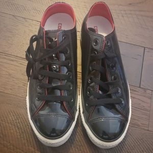 Mens black patent leather Converse size 7